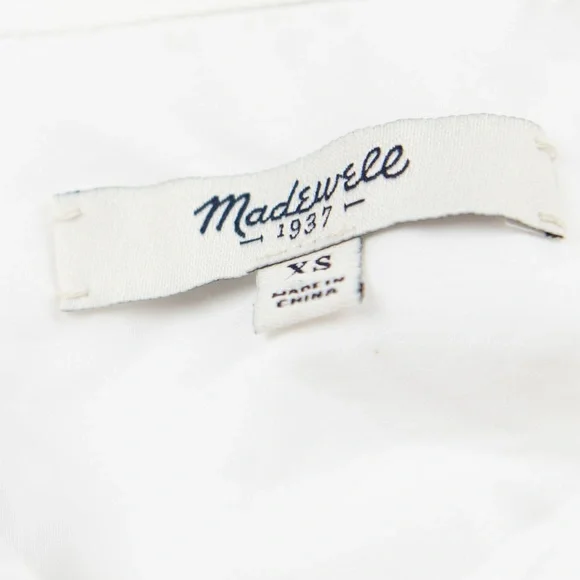 Madewell Latticework Shirt Short Sleeve Cotton Blouse Eyelet Top White Size XS - Picture 4 of 5